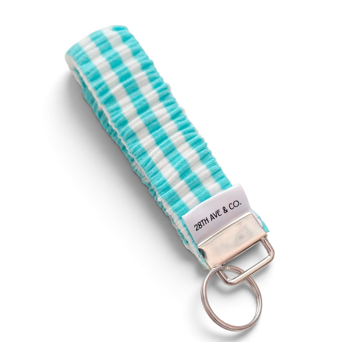 Neon Aqua Stripe Wristlet
