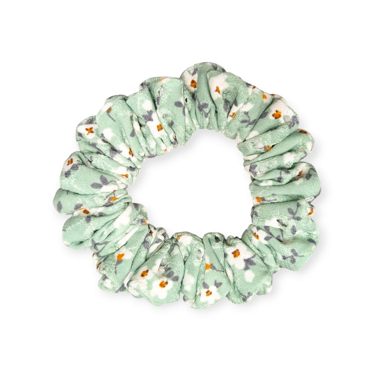 Sage Floral Eyelet Scrunchie