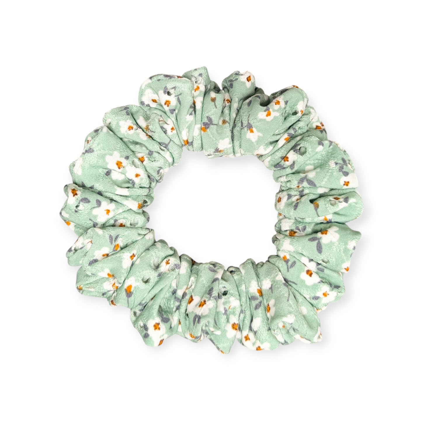 Sage Floral Eyelet Scrunchie