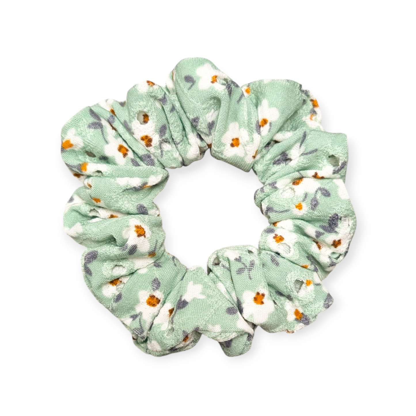 Sage Floral Eyelet Scrunchie