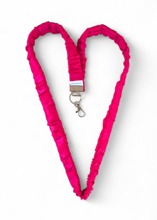 Pink Leopard Satin Lanyard