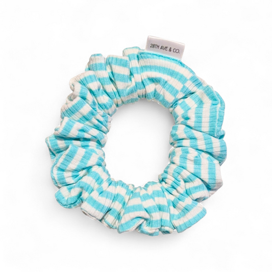 Neon Aqua Stripes Scrunchie