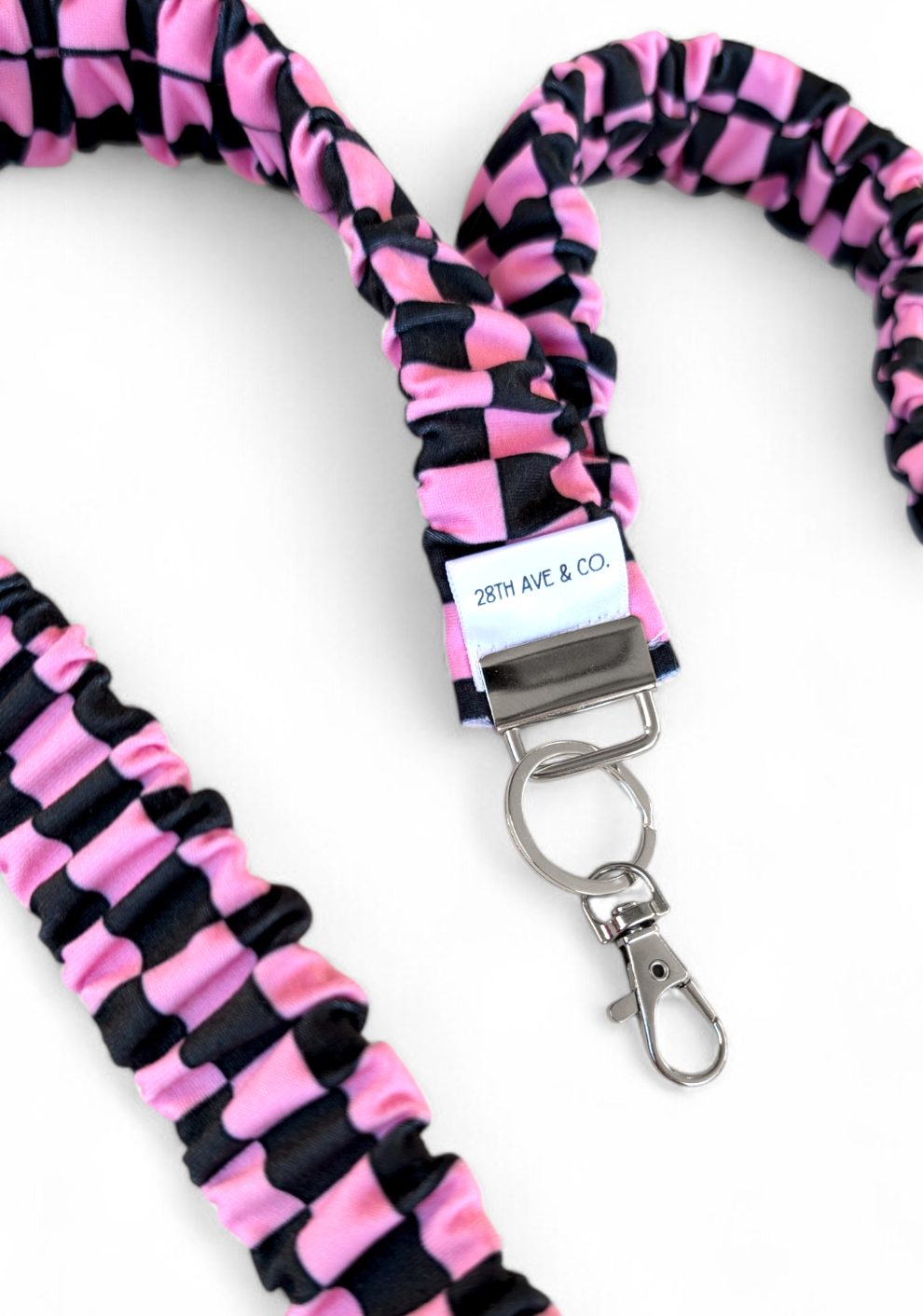 Pink Checkered Lanyard